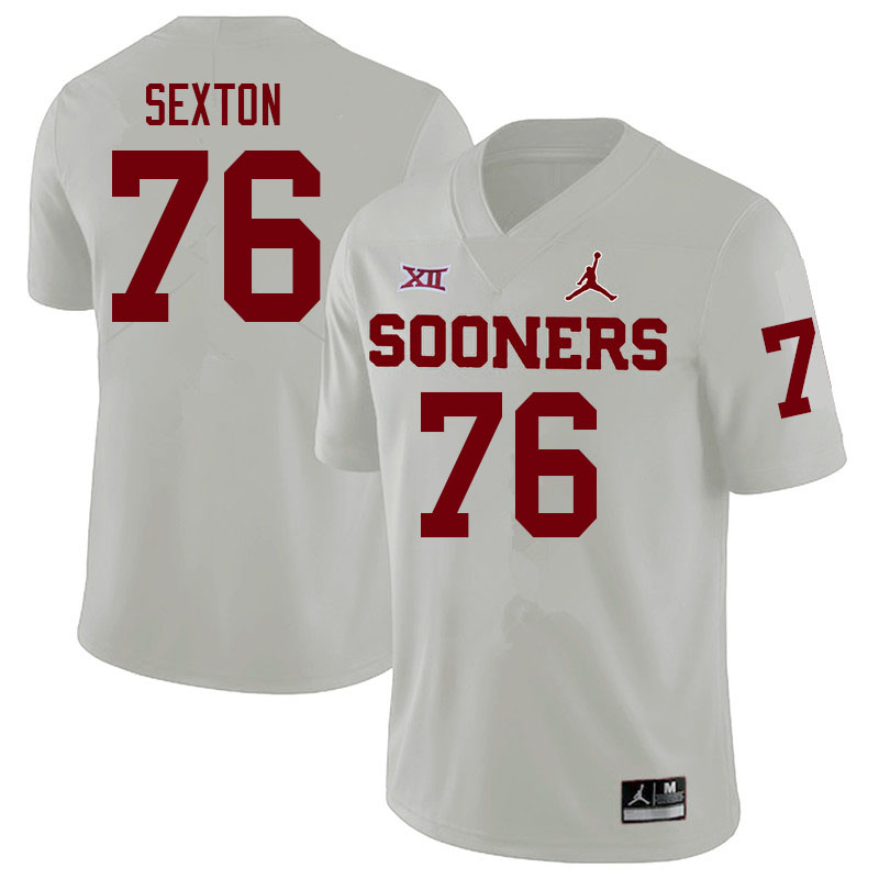 Men #76 Jacob Sexton Oklahoma Sooners College Football Jerseys Sale-White